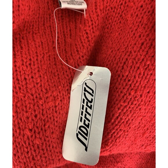 Vintage 90's SIDEFFECTS Red Textured Knit Cardigan Duster Sweater Coat Large - Picture 9 of 14